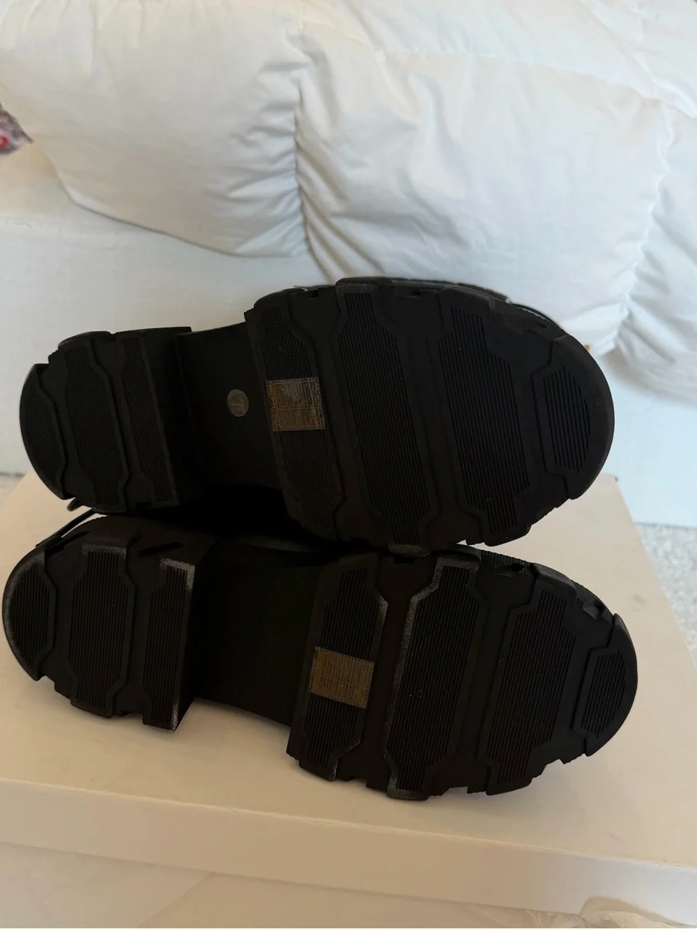 RAYE Black Quilted Puffer Winter Boots with Lug Sole